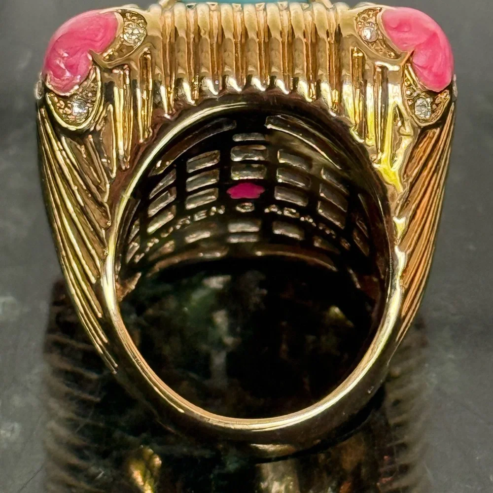 Lauren G Adams Gold and Blue Artisan Ring with Turquoise Centerpiece - Picture 6 of 8